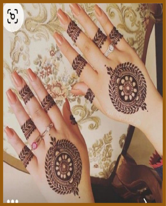 Round Mandala With Light Finger Rings Aesthetic Back Hand Asthetic Back Hand Mehndi Design